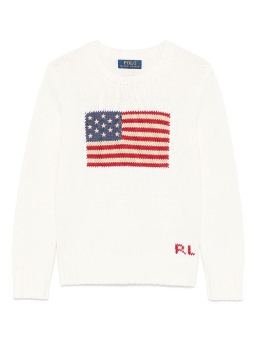 Maglione bambino Polo Ralph Lauren avorio con bandiera americana RALPH LAUREN KIDS | 668285006